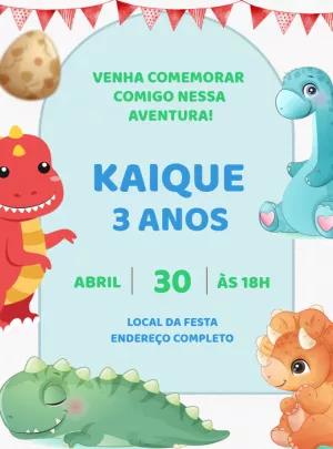 Convite de Aniversário Dinossauros Baby para Editar Online