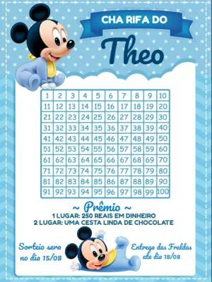 Chá Rifa Mickey Baby Editável Online para Imprimir