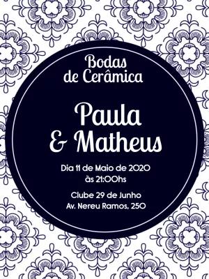 Convite Bodas de Cerâmica Azulejo Português para Editar Online