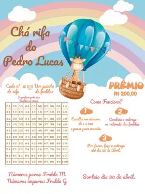 Chá Rifa de Fraldas Girafinha no Balão para Editar Online