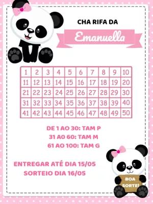 Chá Rifa Pandinha Rosa para Chá de Bebê Editável Online
