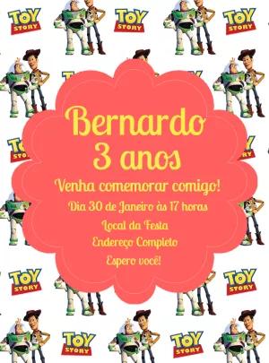 Convite Aniversário Toy Story com Personagens para Editar Online