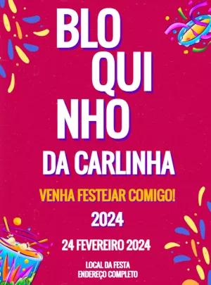 Convite de Aniversário Bloquinho de Carnaval para Editar Online