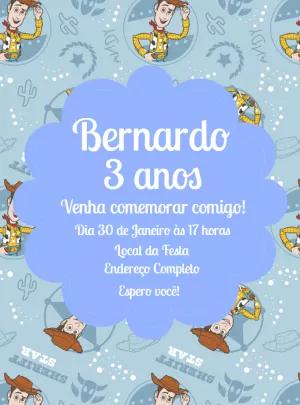 Convite Aniversário Toy Story com Woody Editável Online