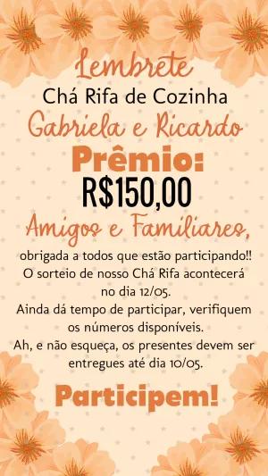 Lembrete de Chá Rifa de Cozinha Floral para Editar Online