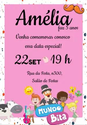 Convite de Aniversário Mundo Bita para Editar Online