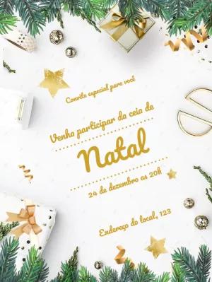 Convite de Natal Elegante com Dourado para Editar Online