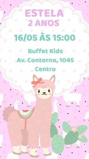 Convite Aniversário Lhama Fofa para Editar Online