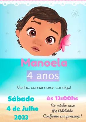Convite de Aniversário Moana Baby para Editar Online
