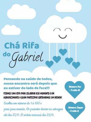 Convite Chá Rifa Chuva de Amor Azul para Editar Online