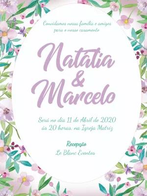 Convite de Casamento Floral Aquarela para Editar Online