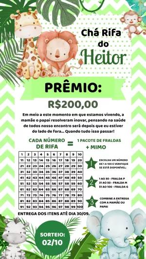 Convite Chá Rifa Safari com Animais para Editar Online