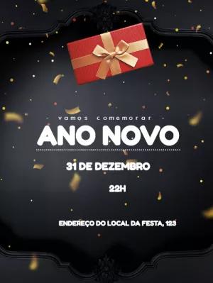Convite de Ano Novo Elegante com Presente para Editar Online