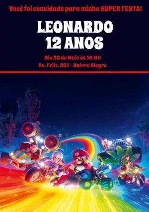 Convite de Aniversário Mario Kart Filme para Editar Online