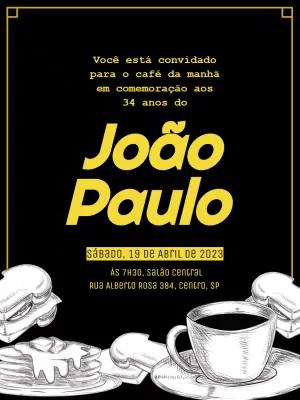 Convite de Aniversário Café da Manhã Moderno para Editar Online