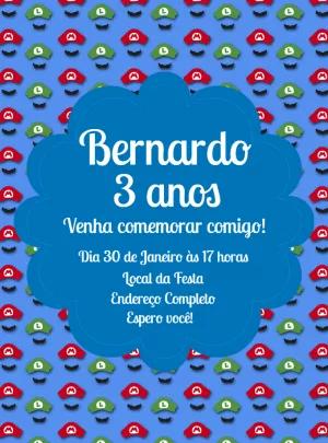 Convite de Aniversário Super Mario para Editar Online