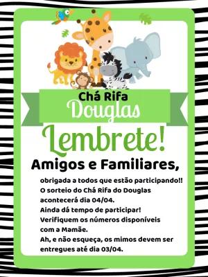 Lembrete Chá Rifa Safari com Animais para Editar Online