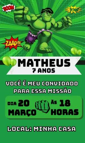 Convite de Aniversário Hulk Estilo Quadrinhos para Editar Online