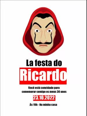 Convite de Aniversário La Casa de Papel para Editar Online