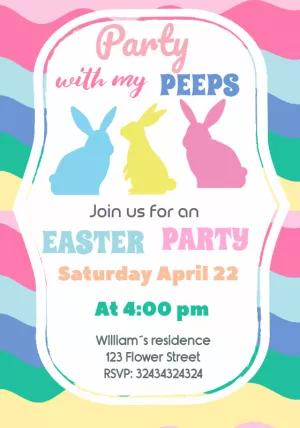 Editable Easter Bunny Peeps Invitation Template