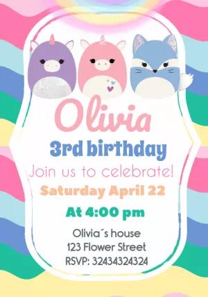Squish Animals Birthday Invitation to Edit Online