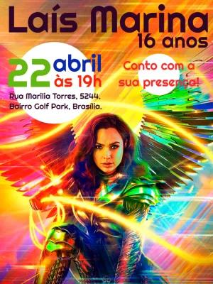 Convite Aniversário Mulher Maravilha para Editar Online
