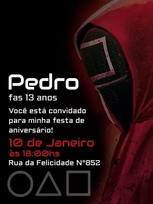 Convite Aniversário Round 6 com Símbolos para Editar Online