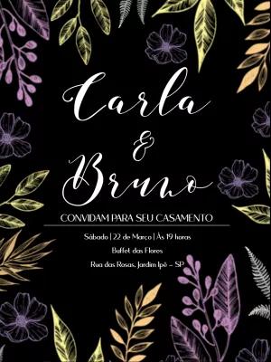 Convite de Casamento Folhagem Colorida para Editar Online