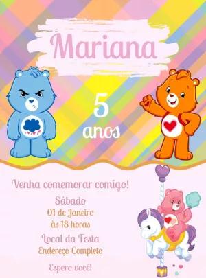 Convite Aniversário Ursinhos Carinhosos para Editar Online