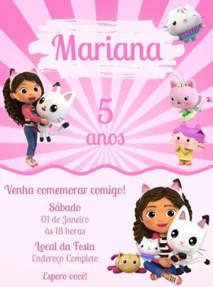 Convite Aniversário Casa Mágica da Gabby para Editar Online