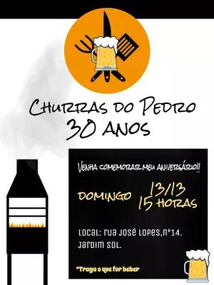 Convite de Aniversário Churrasco para Editar Online
