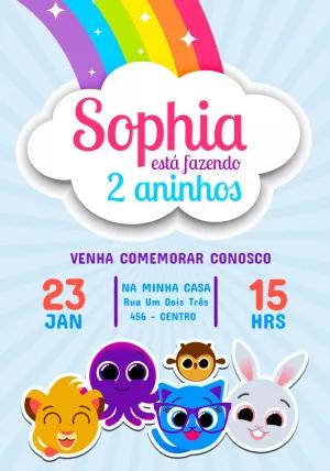 Convite de Aniversário Bolofofos para Editar Online