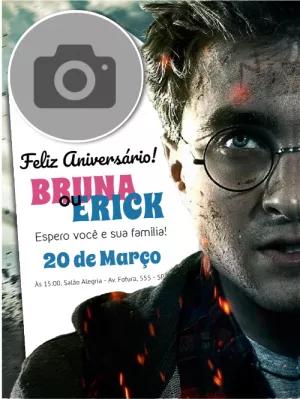 Convite de Aniversário Harry Potter com Foto para Editar Online