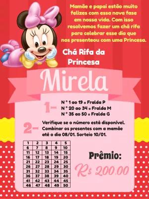 Convite Chá Rifa Minnie Baby Rosa para Editar Online