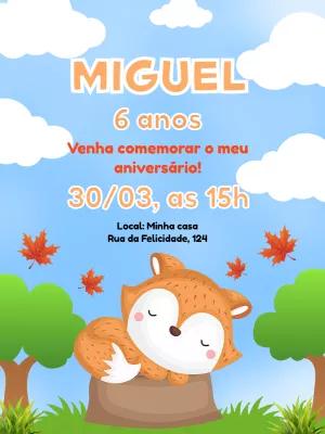 Convite de Aniversário Raposa Fofa para Editar Online