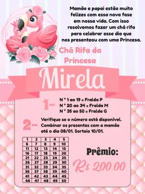 Convite Chá Rifa Flamingo para Editar e Imprimir