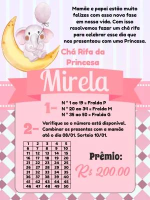 Convite Chá Rifa Elefantinha Rosa para Editar Online
