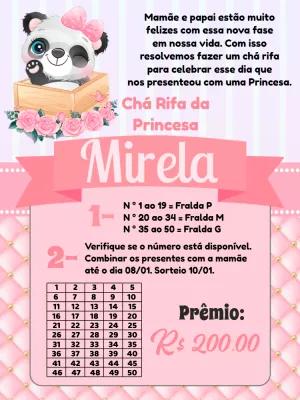 Convite Chá Rifa Pandinha Menina para Editar Online Facilmente