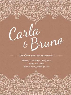 Convite de Casamento Rendado Rústico para Editar Online
