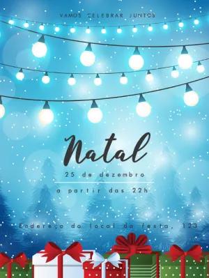 Convite de Natal com Luzes e Neve para Editar Online