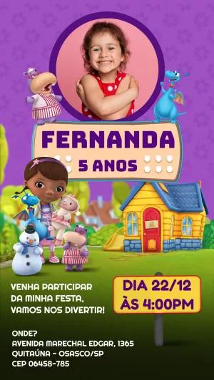 Convite Aniversário Doutora Brinquedos com Foto para Editar