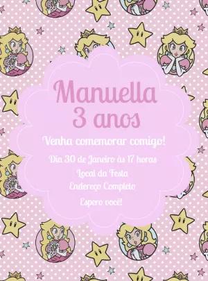 Convite de Aniversário Princesa Peach para Editar Online