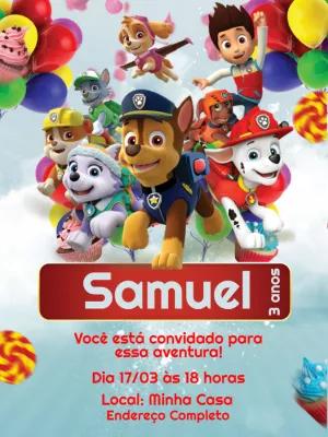 Convite Aniversário Patrulha Canina para Editar Online