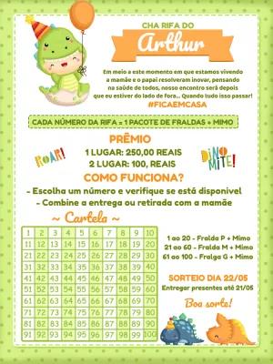 Convite Chá Rifa Dinossauro Baby para Editar Online