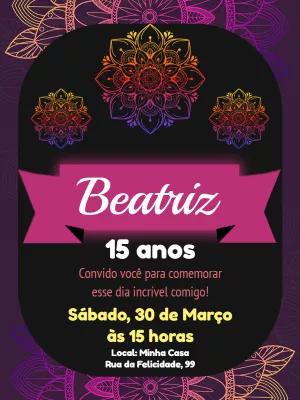 Convite de 15 Anos Mandala para Editar Online