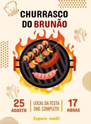 Convite de Aniversário Tema Churrasco para Editar Online