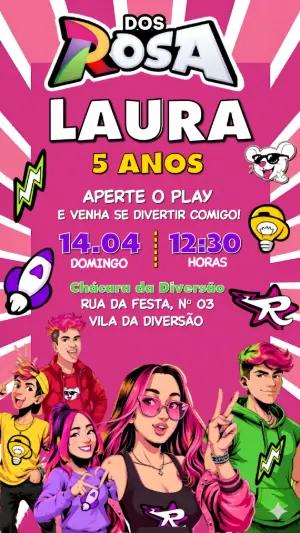 Convite de Aniversário Dos Rosas Colorido para Editar