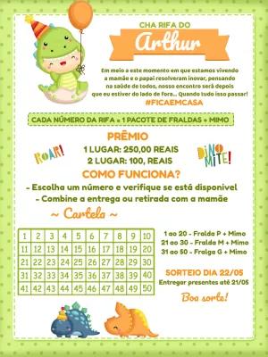 Convite Chá Rifa Dinossauro Baby para Editar Online