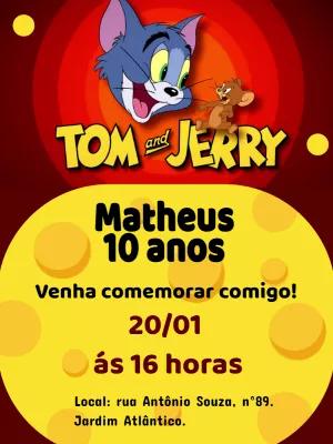 Convite de Aniversário Tom e Jerry para Editar Online