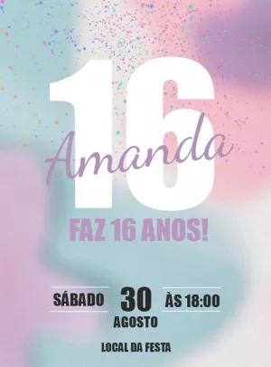 Convite de Aniversário Aquarela Pastel para Editar Online
